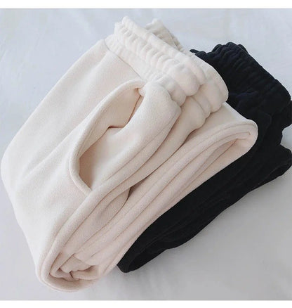 Thick Warm Fleece Lined Wide Leg Casual Sweatpants Women's Autumn Winter plus Size Cuffed Slimming Loose Fit Sport Pants