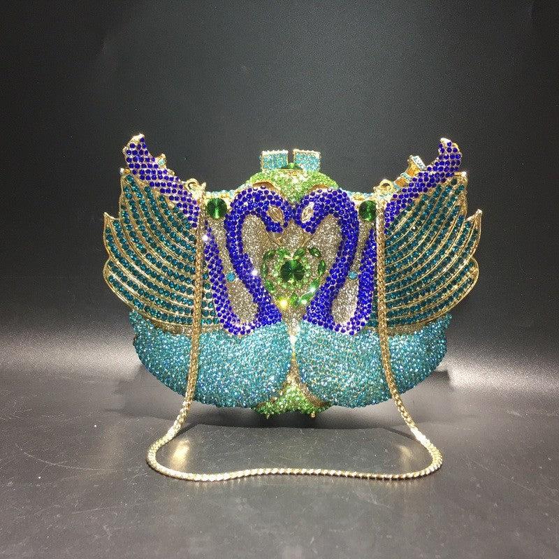 XIYUAN Pink/Black/Blue/Gold Crystal Evening Clutches Bag Hollow Out Women Metal Clutch Purse Wedding Party Prom Dinner Handbag