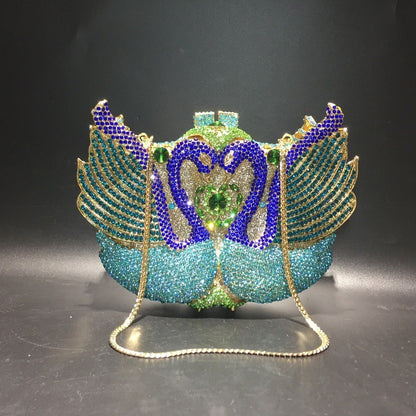 XIYUAN Pink/Black/Blue/Gold Crystal Evening Clutches Bag Hollow Out Women Metal Clutch Purse Wedding Party Prom Dinner Handbag