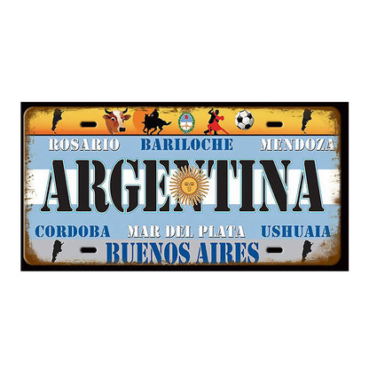Plaque Tin Sign France Russia Spain Metal Sign Germany USA Country Flag License Plate For Wall Home Restaurant Craft Bar Decor