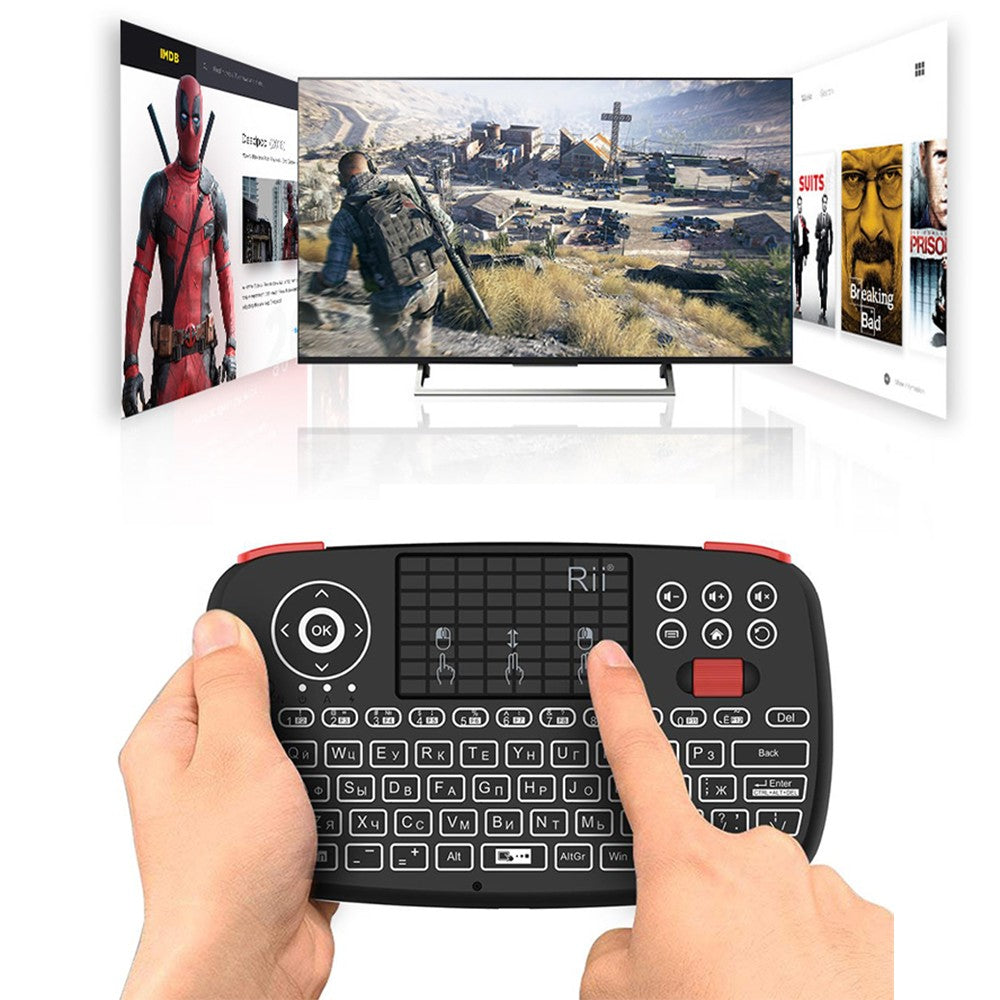 Teclado Sem Fio Bluetooth Rii i4 Mini Com Touchpad 2.4GHz Retroiluminado Mouse Controle Remoto Para Windows Android TV Box Smart TV