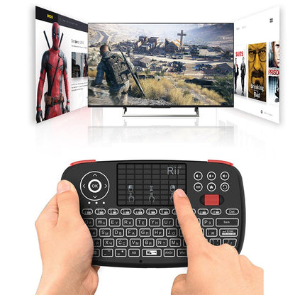 Teclado Sem Fio Bluetooth Rii i4 Mini Com Touchpad 2.4GHz Retroiluminado Mouse Controle Remoto Para Windows Android TV Box Smart TV