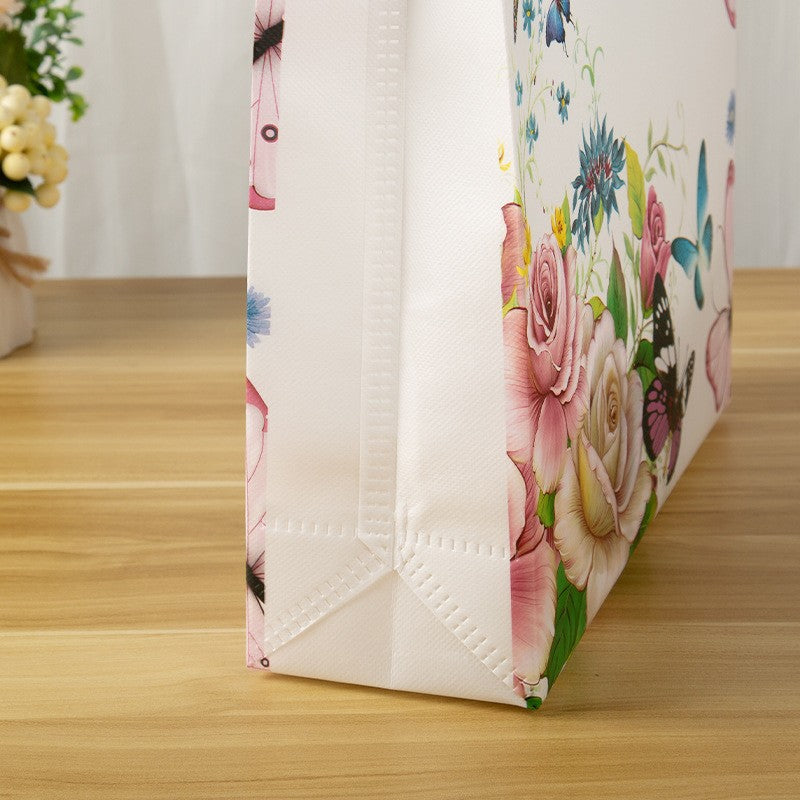 Reusable Non-Woven Fabric Shopping Bag Butterfly Printing Eco Bag Foldable Large Capacity Travel Storage Tote Shopper Bag