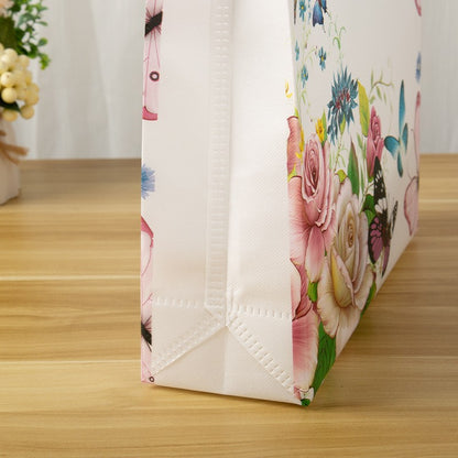 Reusable Non-Woven Fabric Shopping Bag Butterfly Printing Eco Bag Foldable Large Capacity Travel Storage Tote Shopper Bag