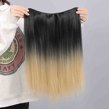 Extensões de Cabelo Sintético em V de uma Peça com 4 Clips Cabelo Liso Longo Peruca Cor 50CM Cabelo Falso Natural