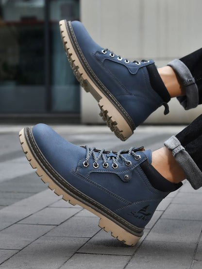 Botas Masculinas Feitas à Mão, Botas de Tornozelo de Inverno em Couro, Sapatos de Outono para Caminhada ao Ar Livre, Tênis, Botas Masculinas de Cano Alto, Calçados Antiderrapantes