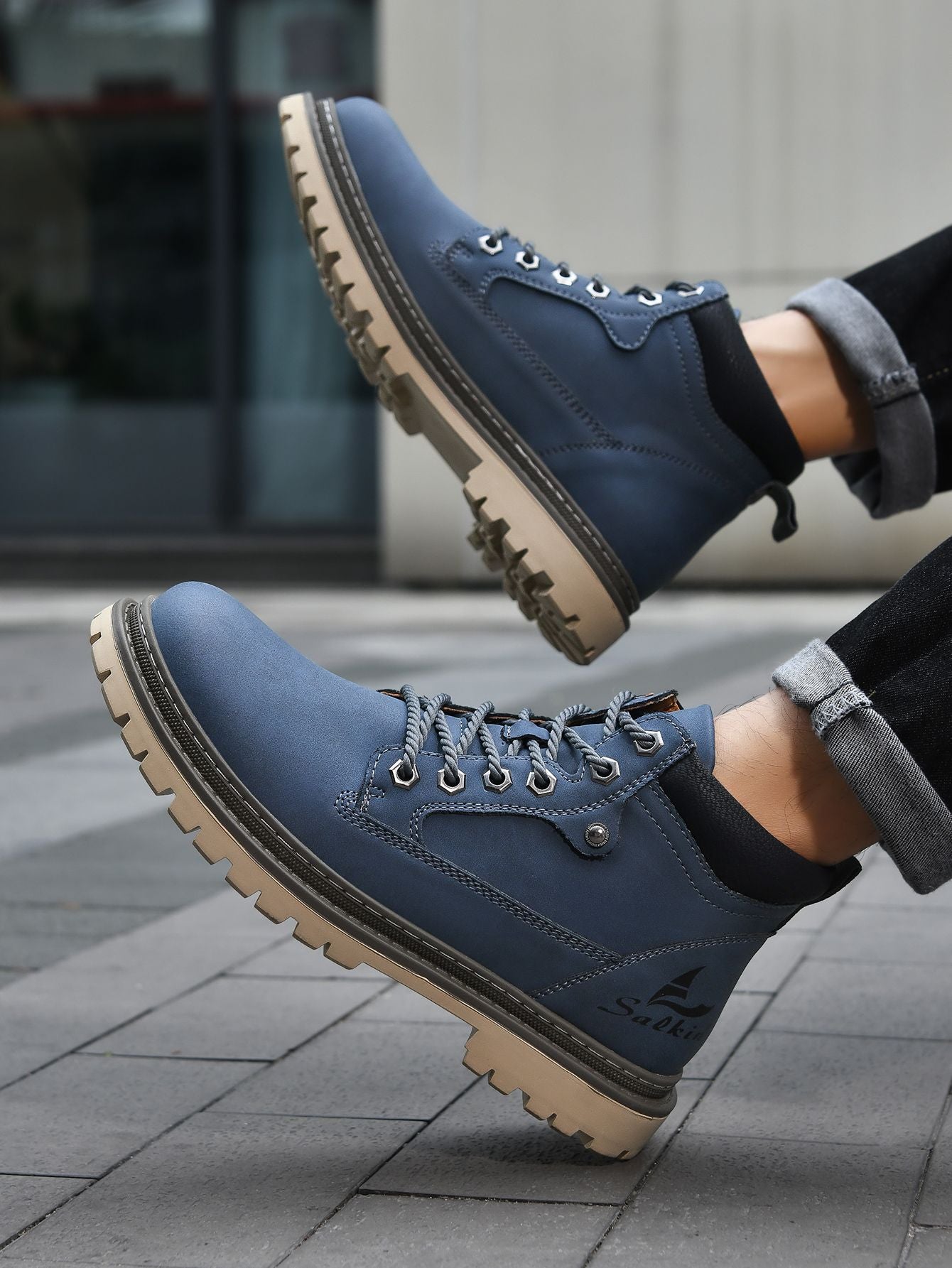 Botas Masculinas Feitas à Mão, Botas de Tornozelo de Inverno em Couro, Sapatos de Outono para Caminhada ao Ar Livre, Tênis, Botas Masculinas de Cano Alto, Calçados Antiderrapantes