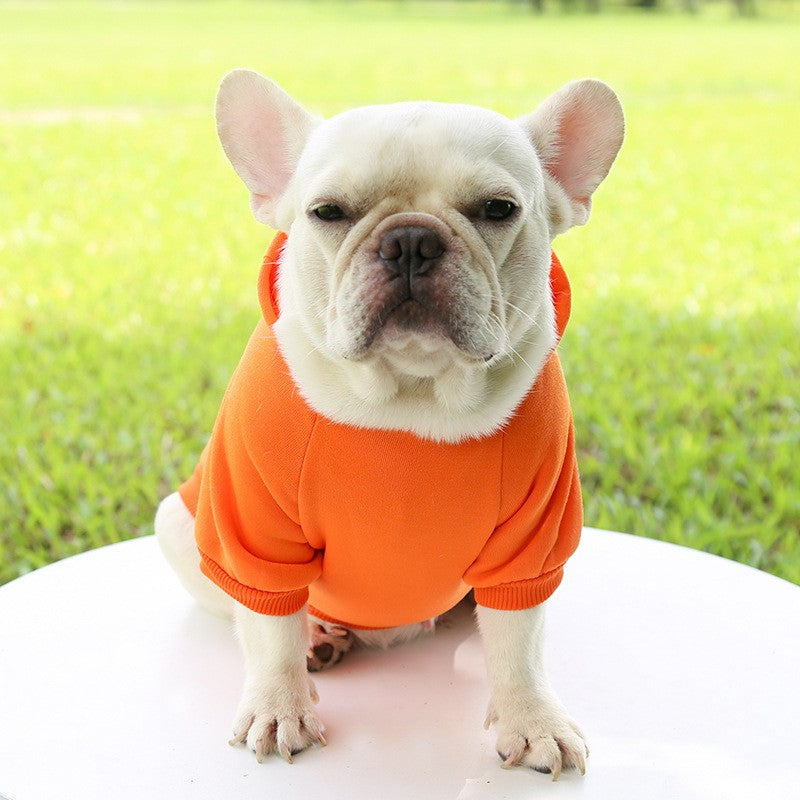 Roupas de Cachorro Fashion Outono e Inverno Roupas para Pequenos Pets Espessamento Quente Cor Sólida Moletom de Duas Pernas com Capuz Produtos Casuais para Pets