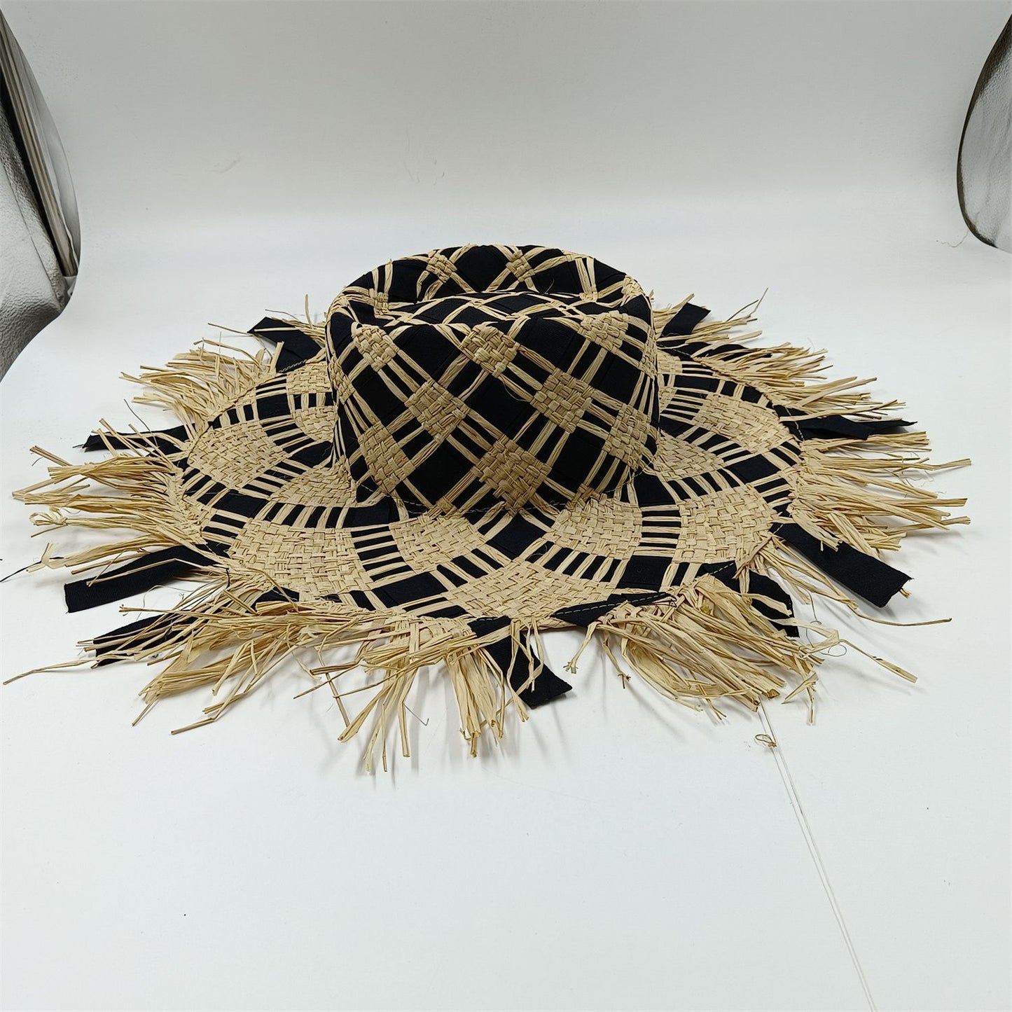Straw hat women summer Large eaves beach vacation photo sunscreen straw hat personality European style foldable beach hat