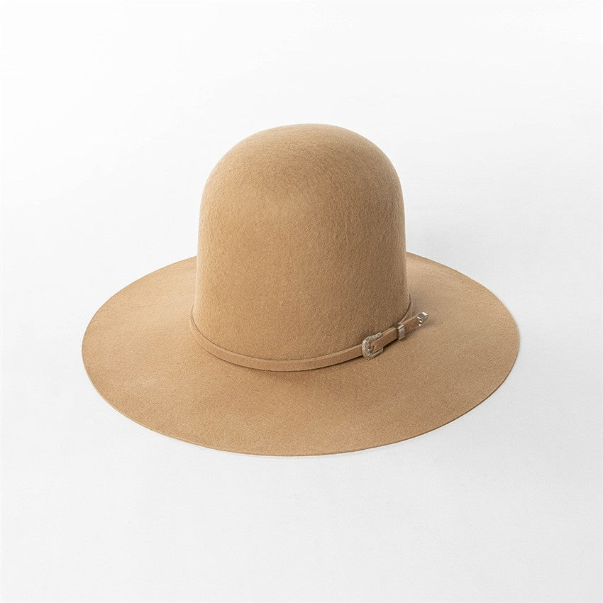202409-HH2103B ins elegante chapéu de feltro de inverno de lã com coroa alta e cinto 58cm de circunferência modelo desfile chapéu de sol masculino feminino para lazer