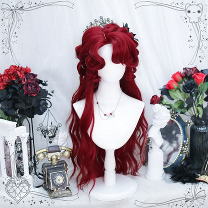 XIYUE synthetic wigs red wig long curly hair curly bangs ponytail extensions dirty braid Halloween Christmas gift