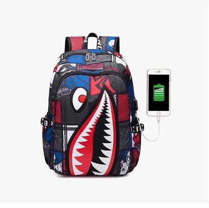 Mochila Escolar Infantil Mochila de Viagem Desenho Tubarão Mochila de Aluno do Ensino Fundamental Mochila Infantil