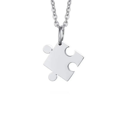 2Pcs/Set Simple Puzzle Heart Matching Pendant Couple Matching Necklace Couple Good Friends Ladies Men Hip Hop Sweater Chain