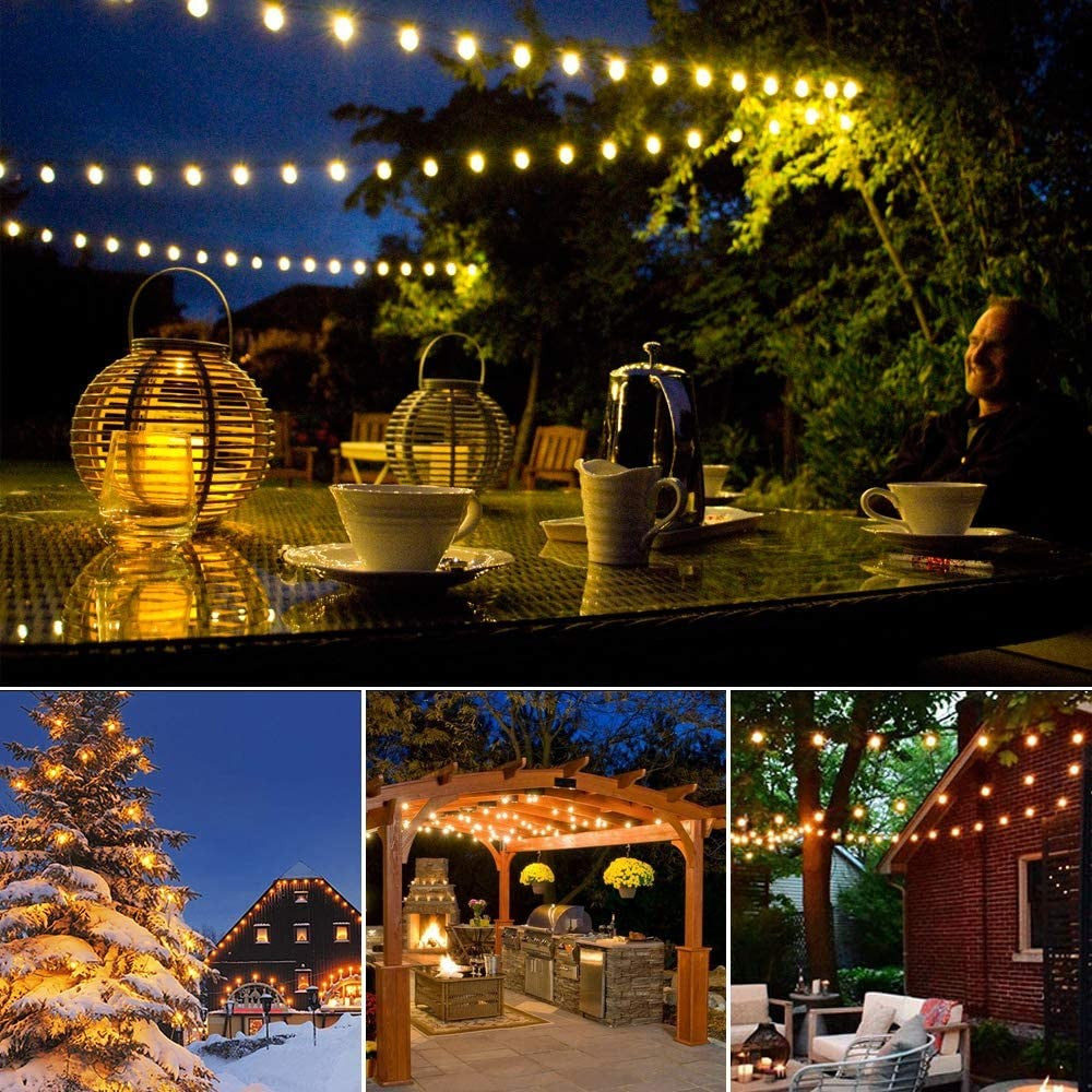 Solar String Lights Outdoor with Remote LED Shatterproof Bulbs Dimmable G40 Solar String Lights for Outside Backyard Party Decor