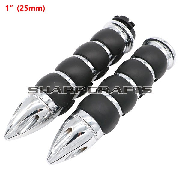 1" 25mm & 7/8'' 22mm Billet Rubber Flame Spike Hand Grips For Harley Honda Kawasaki Suzuki Yamaha  Bikes Cruiser Chopper Custom