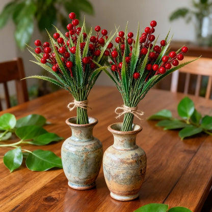 Artificial Flowers Maintenance-Free Christmas Bouquet Red Berry Decoration Festive Holiday Artificial Flowers For Festive Home