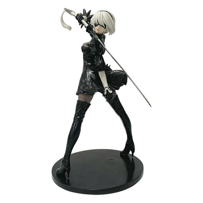 Figura de Anime Yorha 2B Quente de 18CM Série Preto e Branco PVC Colecionável Boneco de Ação Estatueta de Presente