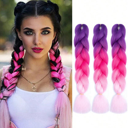 Cabelo de Trança Longo Roxo 24 Polegadas Pré-esticado Sintético para Tranças Extensões de Cabelo Roxo para Halloween Cosplay