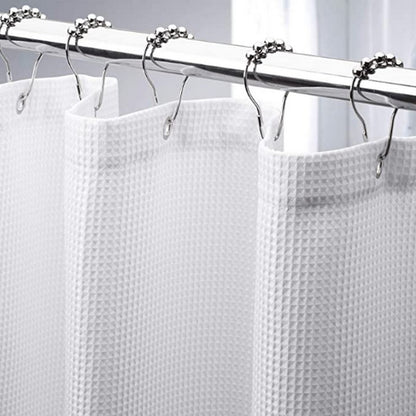 Cortina de Chuveiro de Tecido Minghe, Cortina de Chuveiro de Banheiro de Pano Resistente, Cortina de Chuveiro de Poliéster Waffle 230 gsm