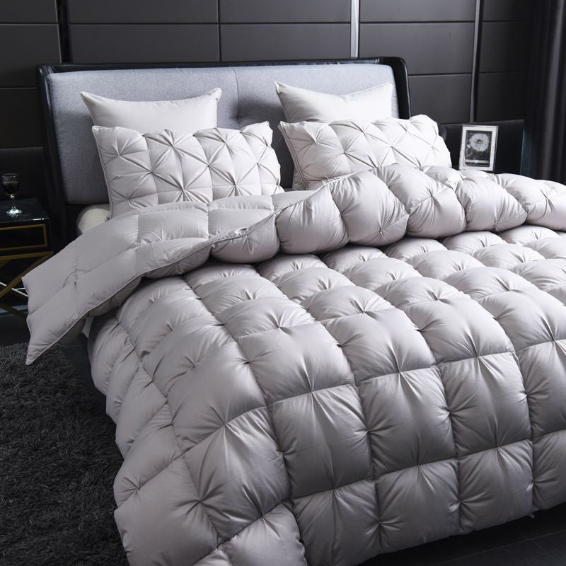 Edredom de Pluma de Ganso Branco Quente Inverno Grosso 3D Pão Edredom Plissado Cobertor Preenchimento para Colcha de Cama de Solteiro Casal