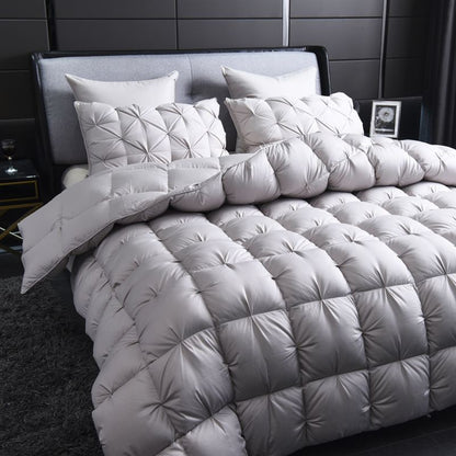 Edredom de Pluma de Ganso Branco Quente Inverno Grosso 3D Pão Edredom Plissado Cobertor Preenchimento para Colcha de Cama de Solteiro Casal