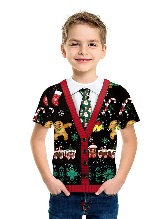Children's Christmas T-Shirt 3D Print Funny Tops Festival Short Sleeve Baby Clothes 2-10y Christmas Gift for Boys Girls Clothing