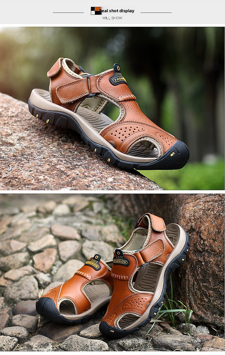 2025 Man's shoes Genuine Leather Men Sandals Summer Men's Shoes Outdoor Water Shoes Leather Sandals For Men men summer sandals