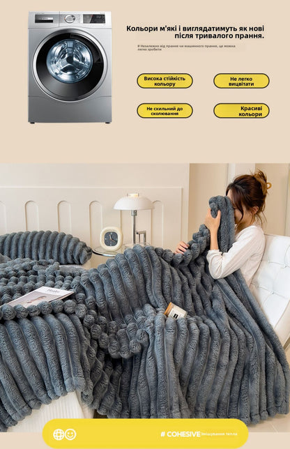 Thi Rabbit Fur Blanket Office Sofa Nap Blanket Premium Cover Blanket All Seasons  Color Polyester Fiber