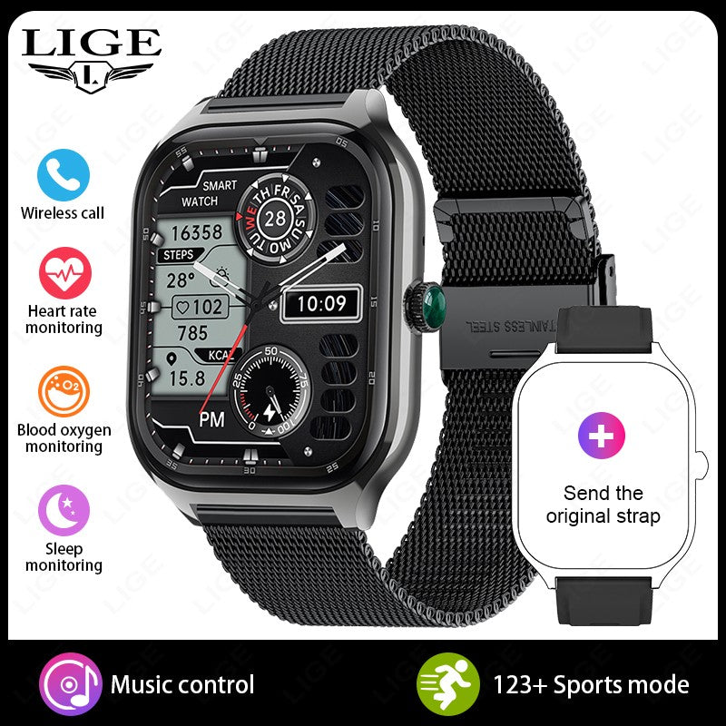 LIGE Novo Relógio Inteligente Rastreador GPS Masculino Feminino Esportes Fitness Monitor de Frequência Cardíaca Pulseira Masculina Chamada Bluetooth Smartwatch Feminino Masculino
