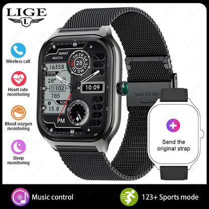 LIGE Novo Relógio Inteligente Rastreador GPS Masculino Feminino Esportes Fitness Monitor de Frequência Cardíaca Pulseira Masculina Chamada Bluetooth Smartwatch Feminino Masculino