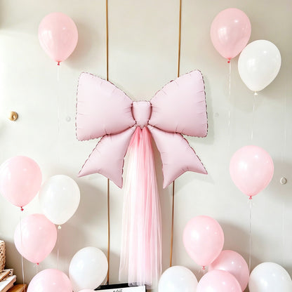 2pcs pink bow balloons princess style theme set, birthday, wedding, anniversary, bachelor party, gender reveal