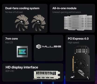 MLLSE AMD RX 6600M 8GB Placa de Vídeo GPU GDDR6 128Bit 7nm Versão com Heat Pipes Suporta Desktop CPU rx6600m 8gb Brasil