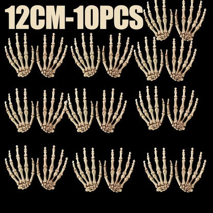 1 Pair Of Halloween Skeleton Hands Haunted House Bar Party Plastic Horror Props Dummy Hands Bones Halloween Scene Decor Supplies