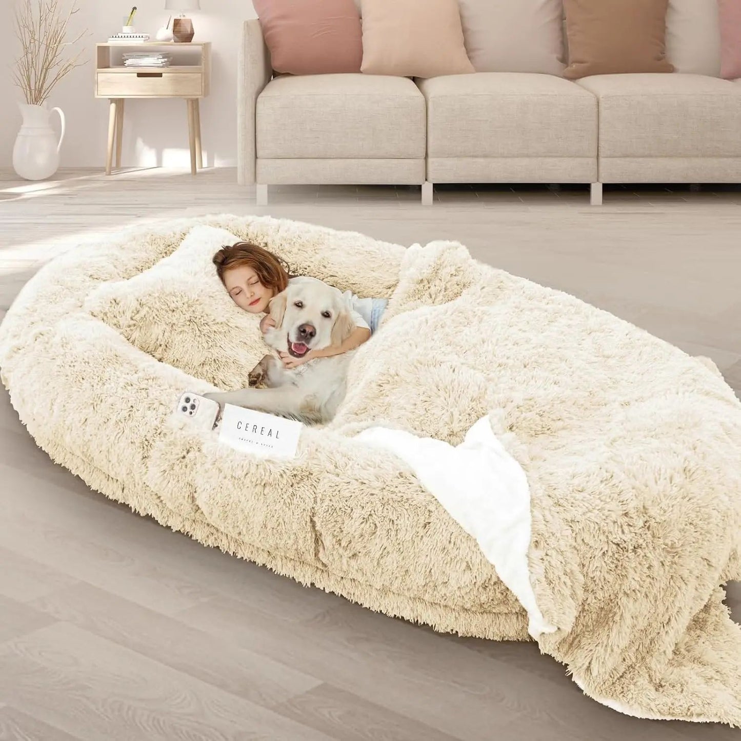 Cama de Cachorro Humana, 71''x45''x12'' Tamanho para Adultos e Pets, Cama Gigante Lavável para Pessoas e Cachorros com Espuma de Memória de 10 CM de Espessura, Cama Grande Extragrande para Cachorros