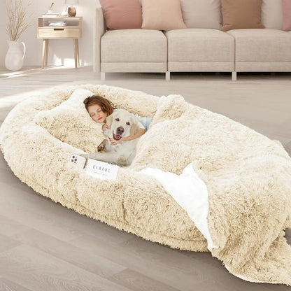 Cama de Cachorro Humana, 71''x45''x12'' Tamanho para Adultos e Pets, Cama Gigante Lavável para Pessoas e Cachorros com Espuma de Memória de 10 CM de Espessura, Cama Grande Extragrande para Cachorros