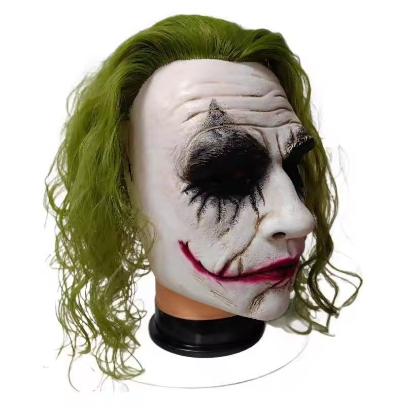 2025 The Dark Knight Joker Cosplay Mask Green Hair Halloween Party Unisex Adult One Size Latex Mask Clown Bat Knight
