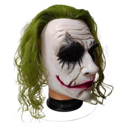 2025 The Dark Knight Joker Cosplay Mask Green Hair Halloween Party Unisex Adult One Size Latex Mask Clown Bat Knight