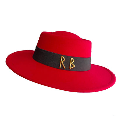 Fedora Chapéu de Copa Reta Chapéu de Outono/Inverno Chapéu RB Britânico Francês Chapéu de Copa Reta Chapéu Punk Jazz Chapéu de Aba Larga Gorras ??
