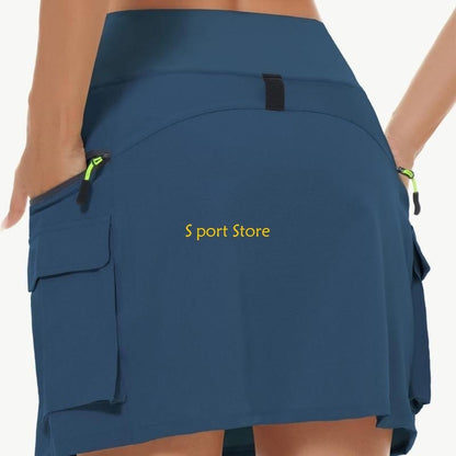 U2JB Fashion Workout Skirt Moisture Skort Elastic Waist Functional Pocket Design