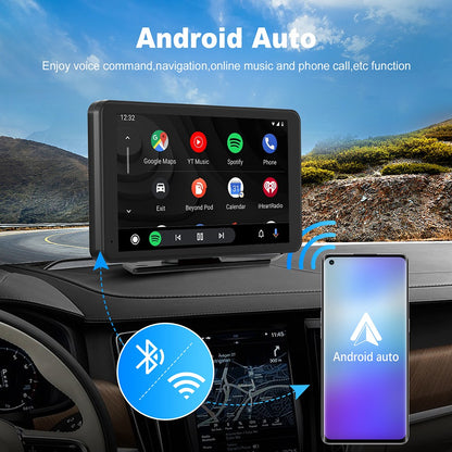 Wireless CarPlay Screen for Car 7" HD Portable Stereo Touchscreen For Apple CarPlay & Android Auto CarPlay Screen with Backup