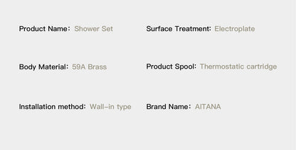 Luxury gun gray brass shower system with ceiling design Hidden LED digital display Dual control of Hot & Cold  bathroom Faucet