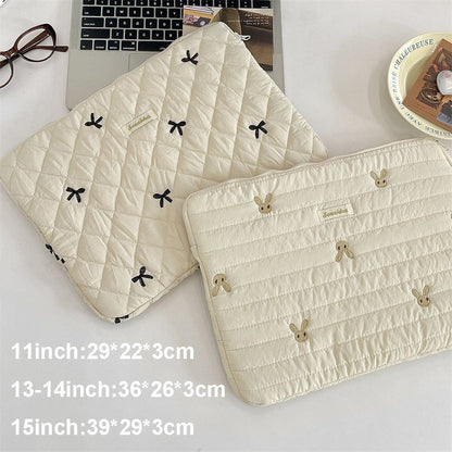 Fashion Rabbit Laptop Sleeve Case Bowknot Broken Flowers Laptop Bag Ultra Thin 11/13/15 inch Tablet Protective Pouch
