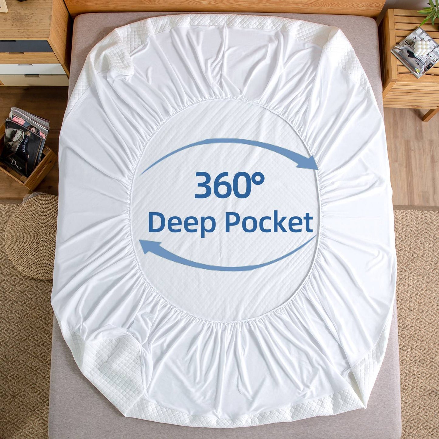 Capa de Colchão em Tecido Aerado 3D, Protetor de Colchão 100% Impermeável, Lençol com Elástico Macio e Respirável (Sem Fronha)