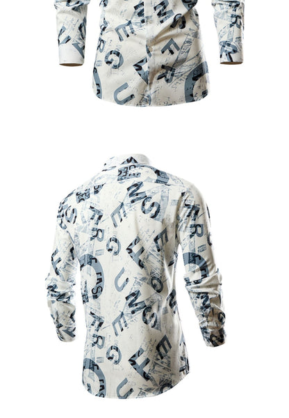 Men's White Vertical Stripe Long Sleeve Shirts, Single Breasted Lapel Shirt, Blue Gray Red Khaki Available, European Size S-XXL