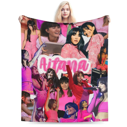 Aitanaed Singer Alpha Album Cobertores Ultra-Macios de Lã Coral de Pelúcia, Presente Relaxante, Mantas, Colchas