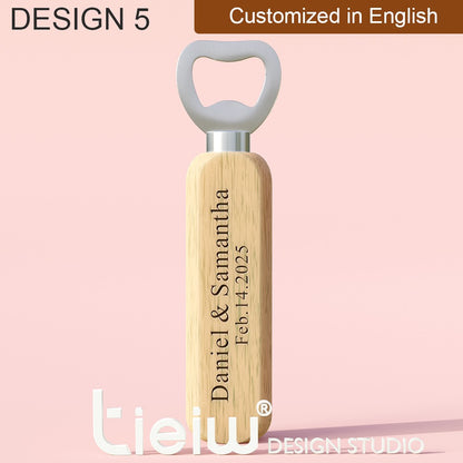 12PCS Custom Wedding Gift Bottle Opener Wedding Favors for Guests Personalized Wooden Opener as Gift for Wedding Decoration