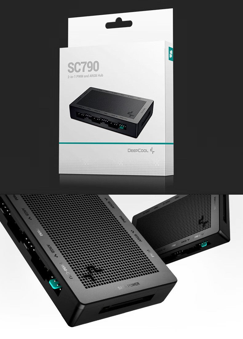 DeepCool Fan HUB PWM 5V 3pin ARGB Magnetic Attraction Fan HUB Splitter SATA Power Control Connect Motherboard