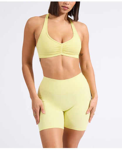 Sports Bra Strappy Backless Yoga Gym Bra Removable Cups Women Workout Clothing Gym Top Halter Sport Bras 6 colors