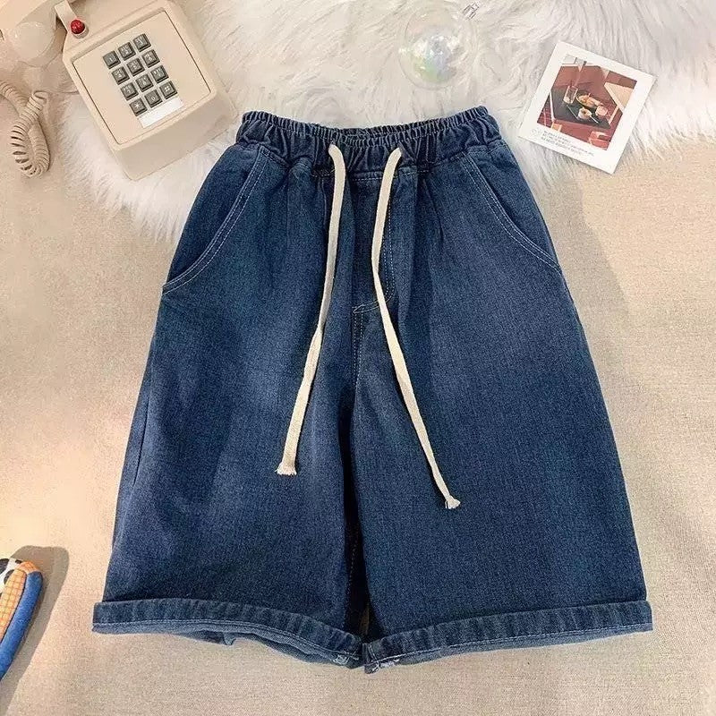 Summer men's seven inch jeans fashion design men's jeans slim fit straight leg short jeans casual loose wide leg denim shorts
