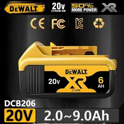 Bateria recarregável de íons de lítio DHL Ship DEWALT 20V 6.0Ah para ferramentas elétricas, substituição de bateria max DCB184 DCB200 DCB182 DCB180 DCB181